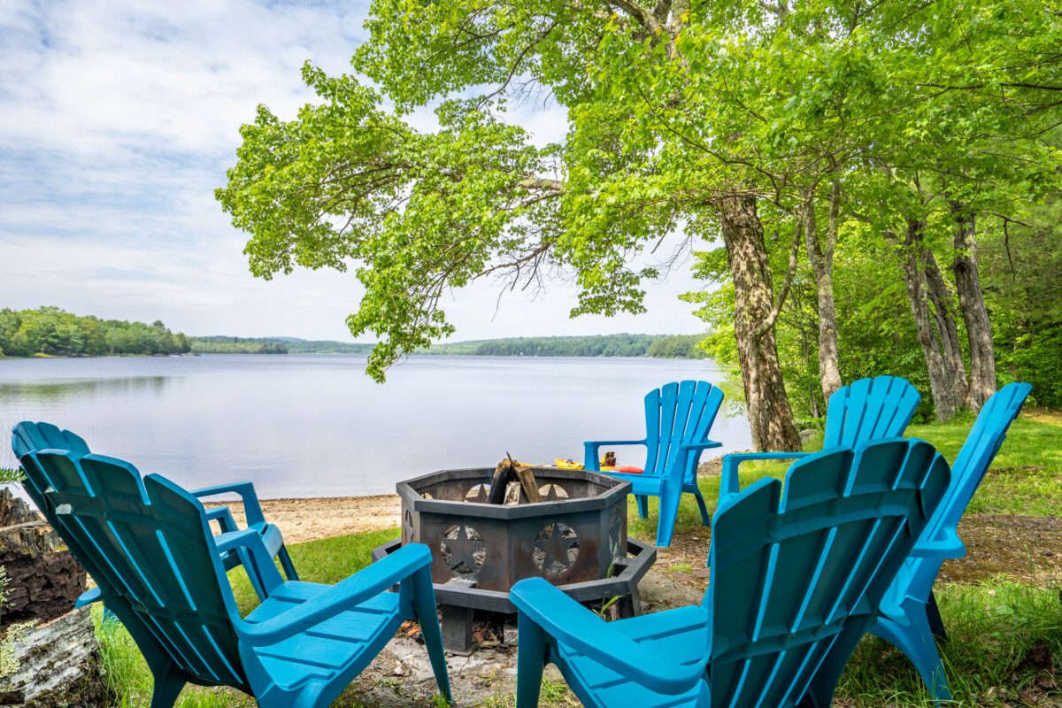 Lakeside firepit steps from the beach